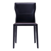 Ancona Dining Chair featuring premium saddle leather upholstery, high-density sponge cushioning, and a sturdy carbon steel frame, offering sleek, modern, and comfortable seating.